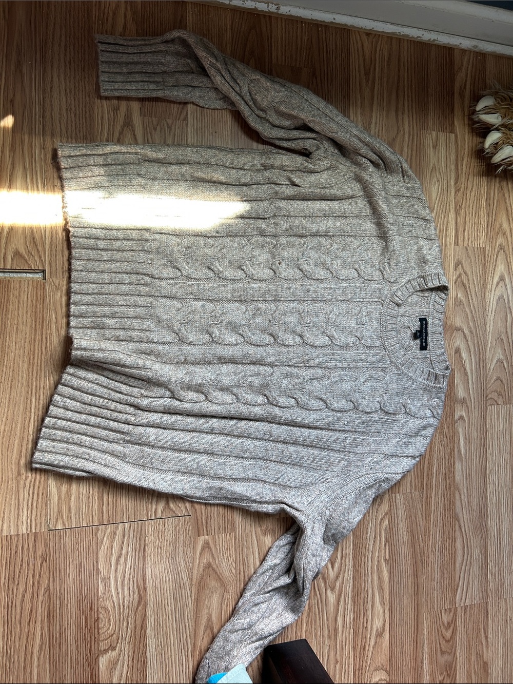 Banana Republic Cable Crewneck Sweater in Light Taupe